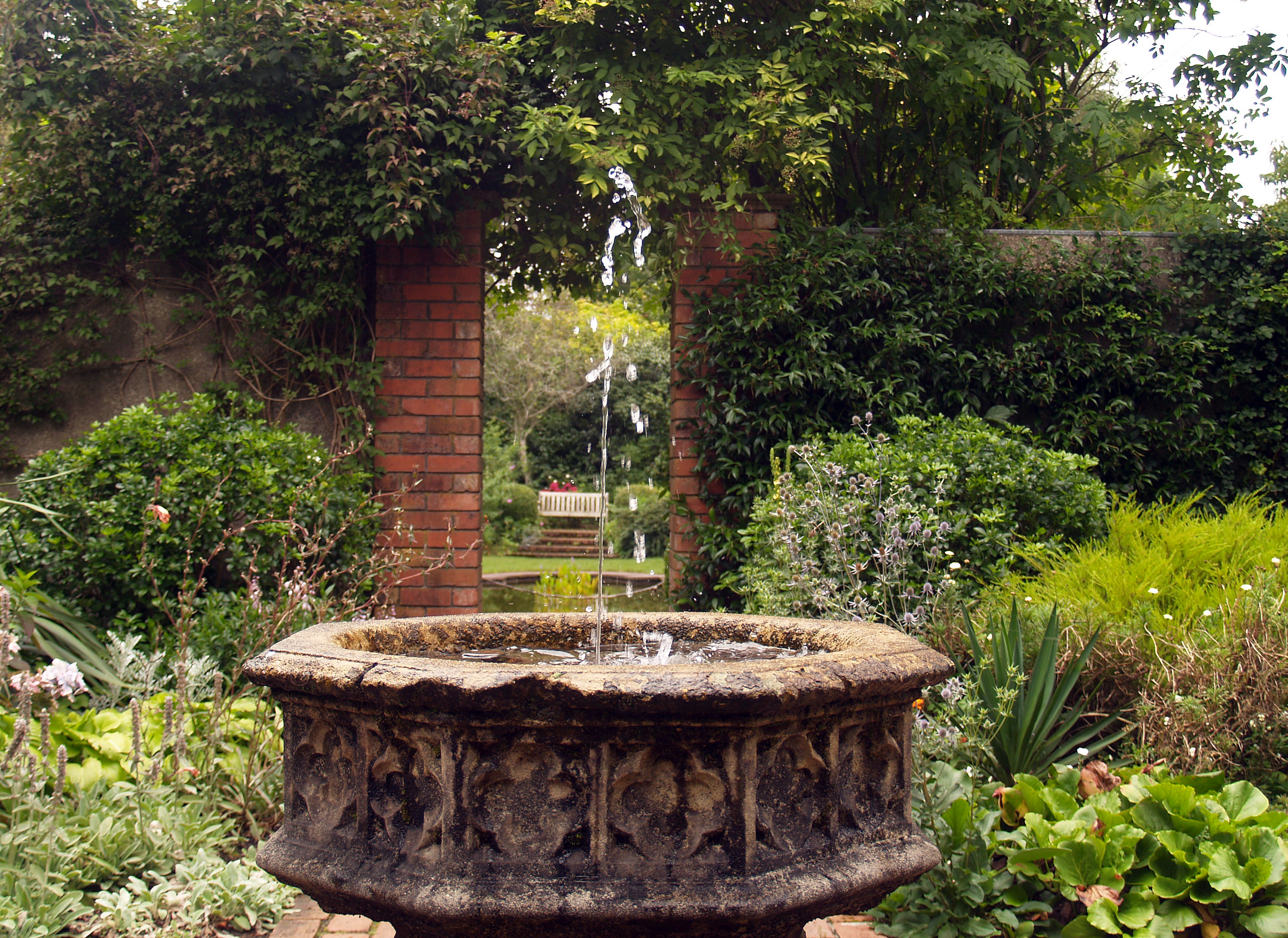 fountain, english flower garden, hamilton gardens | my five words